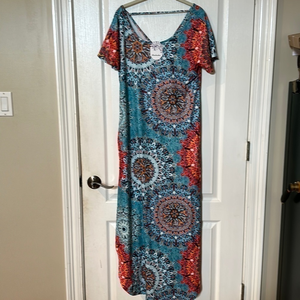 Badasha size S short sleeve maxi dress NWT